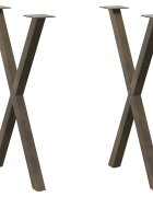 vidaXL Крака за трапезна маса X-образни 2 бр. естествена стомана 50 x (72-73) см стомана