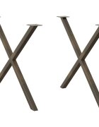 vidaXL Крака за трапезна маса X-образни 2 бр. естествена стомана 90 x (72-73) см стомана