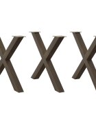 vidaXL Крака за трапезна маса X-образни 3 бр. естествена стомана 90 x (72-73) см стомана
