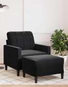 vidaXL Кресло с табуретка черно 60 см кадифе