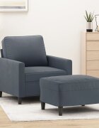 vidaXL Кресло с табуретка тъмносиво 60 см кадифе