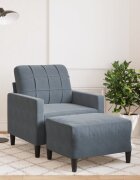 vidaXL Кресло с табуретка тъмносиво 60 см кадифе
