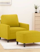 vidaXL Кресло с табуретка жълто 60 см кадифе