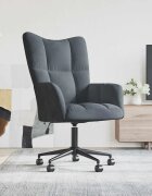 vidaXL Кресло за релаксация с колела Тъмен сив Кадифе