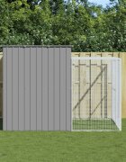 vidaXL Кучешка къща с волиера 214x253x181 см поцинкована стомана