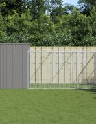 vidaXL Кучешка къща с волиера 214x457x181 см поцинкована стомана