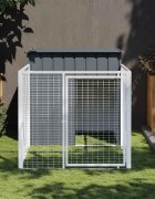 vidaXL Кучешка къща с волиера антрацит 110x201x110 см стомана