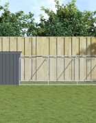 vidaXL Кучешка къща с волиера антрацит 110x609x110 см стомана
