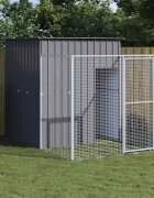 vidaXL Кучешка къща с волиера антрацит 165x251x181 см стомана