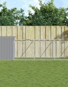 vidaXL Кучешка къща с волиера светлосива 110x609x110 см стомана