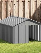 vidaXL Кучешка къща сива 1165x153x815 см поцинкована стомана