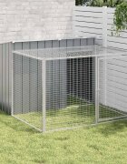 vidaXL Кучешка къщичка с ограда антрацит 153x194x110 см поцинкована стомана