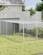 vidaXL Кучешка къщичка с ограда антрацит 153x396x110 см поцинкована стомана