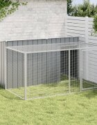 vidaXL Кучешка къщичка с ограда антрацит 197x194x110 см поцинкована стомана