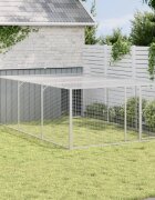 vidaXL Кучешка къщичка с ограда антрацит 197x396x110 см поцинкована стомана