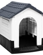 vidaXL Кучешка къщичка сива 57x68x66 см полипропилен