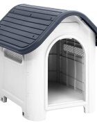 vidaXL Кучешка къщичка сива 59x75x66 см полипропилен