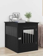 vidaXL Кучешка клетка черен дъб 645x80x71 см инженерно дърво