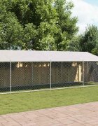 vidaXL Кучешка клетка с покрив и врата сив 12x2x2м поцинкована стомана