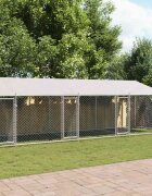 vidaXL Кучешка клетка с покрив и врата сив 12x2x2м поцинкована стомана
