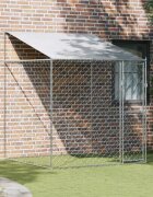 vidaXL Кучешка клетка с покрив Сребристо 200 x 200 x 258 см
