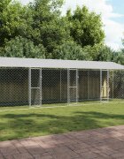 vidaXL Кучешка клетка с покрив Сребристо 800 x 200 x 256 см