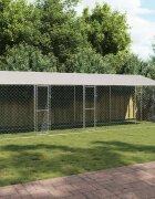 vidaXL Кучешка клетка с покрив Сребристо 800 x 200 x 256 см