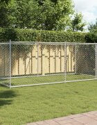 vidaXL Кучешка клетка с врата сива 4x2x15 м поцинкована стомана