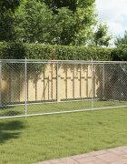 vidaXL Кучешка клетка с врата сива 8x2x15 м поцинкована стомана
