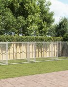 vidaXL Кучешка клетка с врати сива 10x2x15 м поцинкована стомана