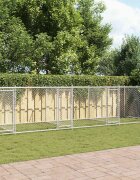 vidaXL Кучешка клетка с врати сива 12x2x15 м поцинкована стомана