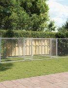 vidaXL Кучешка клетка с врати сива 6x2x15 м поцинкована стомана
