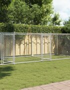 vidaXL Кучешка клетка с врати сива 8x2x15 м поцинкована стомана