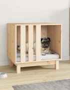 vidaXL Кучешка колиба 60x45x57 см бор масив