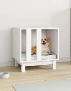 vidaXL Кучешка колиба бяла 50x40x52 см бор масив