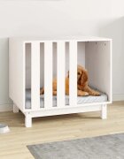 vidaXL Кучешка колиба бяла 70x50x62 см бор масив