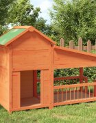 vidaXL Кучешка колиба кафява 143x605x109 см бор масив