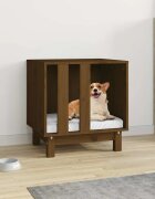 vidaXL Кучешка колиба кафява 50x40x52 см бор масив
