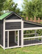 vidaXL Кучешка колиба сива 143x605x109 см бор масив