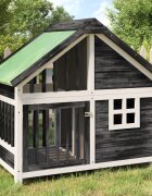 vidaXL Кучешка колиба сива 96x605x87 см бор масив