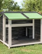 vidaXL Кучешка колиба сива 96x87x805 см бор масив
