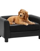 vidaXL Кучешки диван черен 60x43x30 см плюш и изкуствена кожа