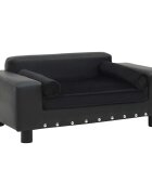 vidaXL Кучешки диван черен 81x43x31 см плюш и изкуствена кожа