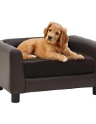vidaXL Кучешки диван кафяв 60x43x30 см плюш и изкуствена кожа