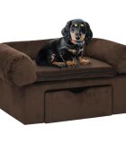 vidaXL Кучешки диван с чекмедже кафяв 75x50x38 см плюш