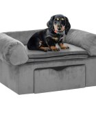 vidaXL Кучешки диван с чекмедже сив 75x50x38 см плюш
