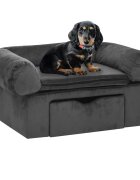 vidaXL Кучешки диван с чекмедже тъмносив 75x50x38 см плюш