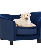 vidaXL Кучешки диван син 69x49x40 см плюш и изкуствена кожа