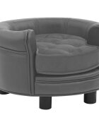 vidaXL Кучешки диван сив 48x48x32 см плюш и изкуствена кожа
