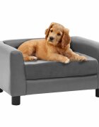 vidaXL Кучешки диван сив 60x43x30 см плюш и изкуствена кожа